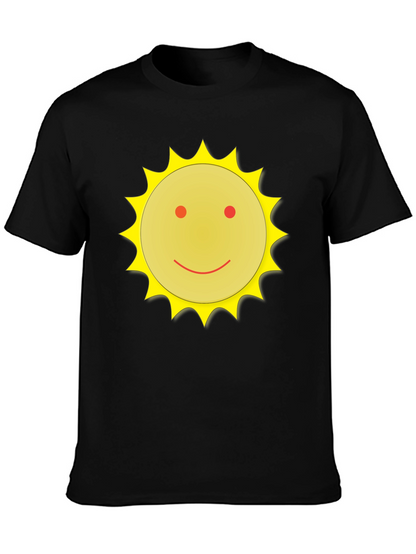 Camiseta Negra con Sol Sonriente - Casual y Divertida