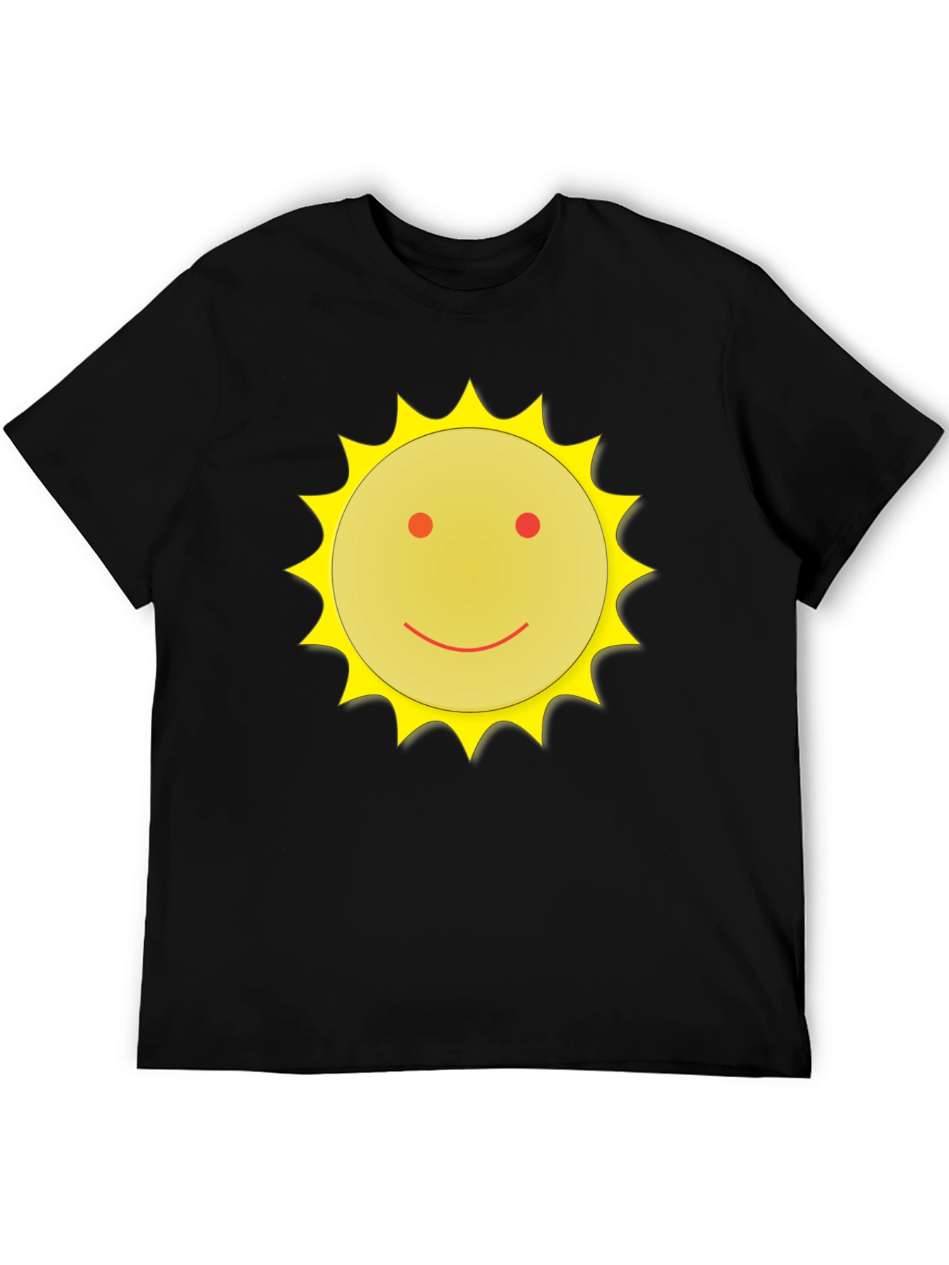 Camiseta Negra con Sol Sonriente - Casual y Divertida