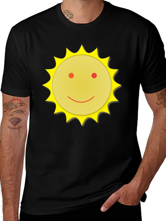 Camiseta Negra con Sol Sonriente - Casual y Divertida