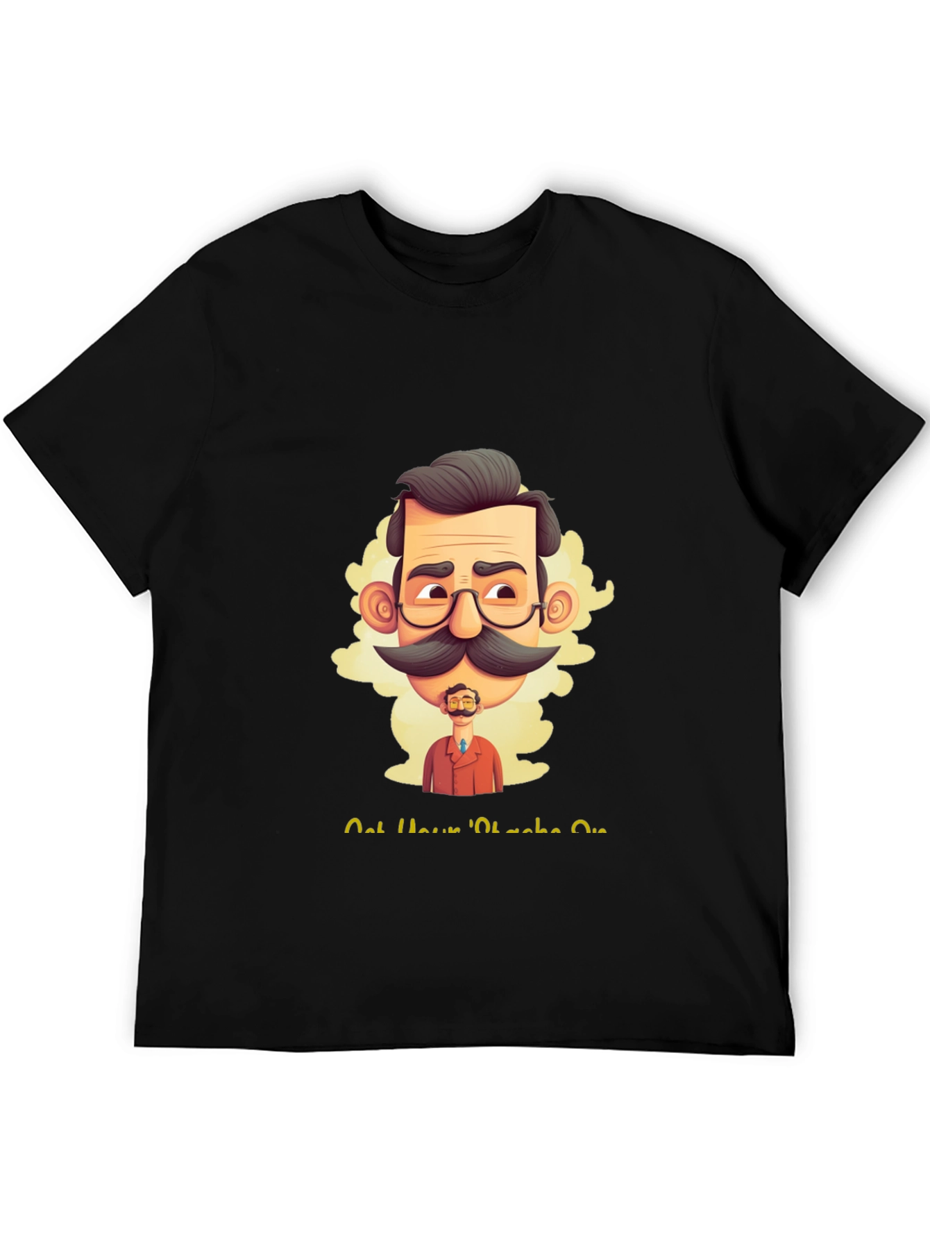 Camiseta Negra con Diseño Gráfico de Bigote