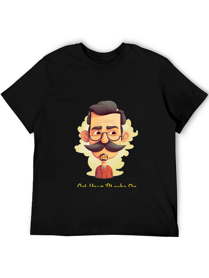 Camiseta Negra con Diseño Gráfico de Bigote