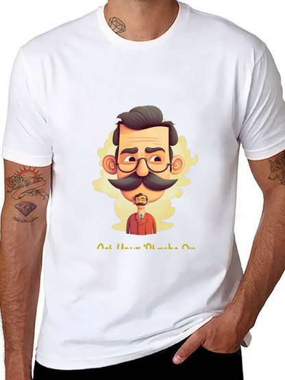 Camiseta Negra con Diseño Gráfico de Bigote