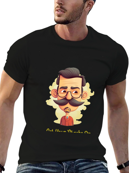 Camiseta Negra con Diseño Gráfico de Bigote