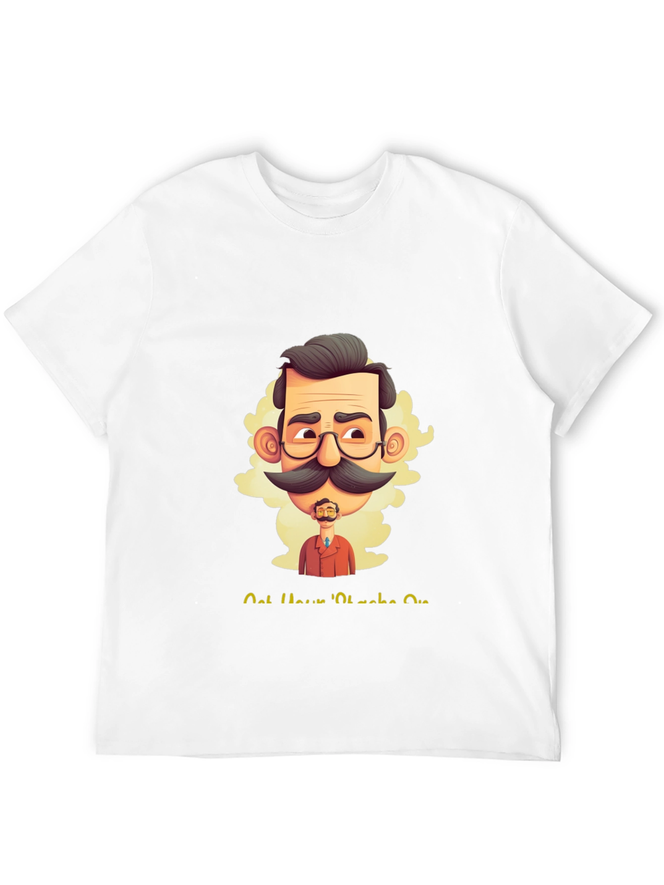 Camiseta Negra con Diseño Gráfico de Bigote