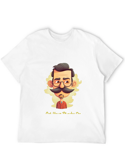 Camiseta Negra con Diseño Gráfico de Bigote
