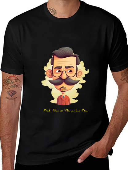 Camiseta Negra con Diseño Gráfico de Bigote