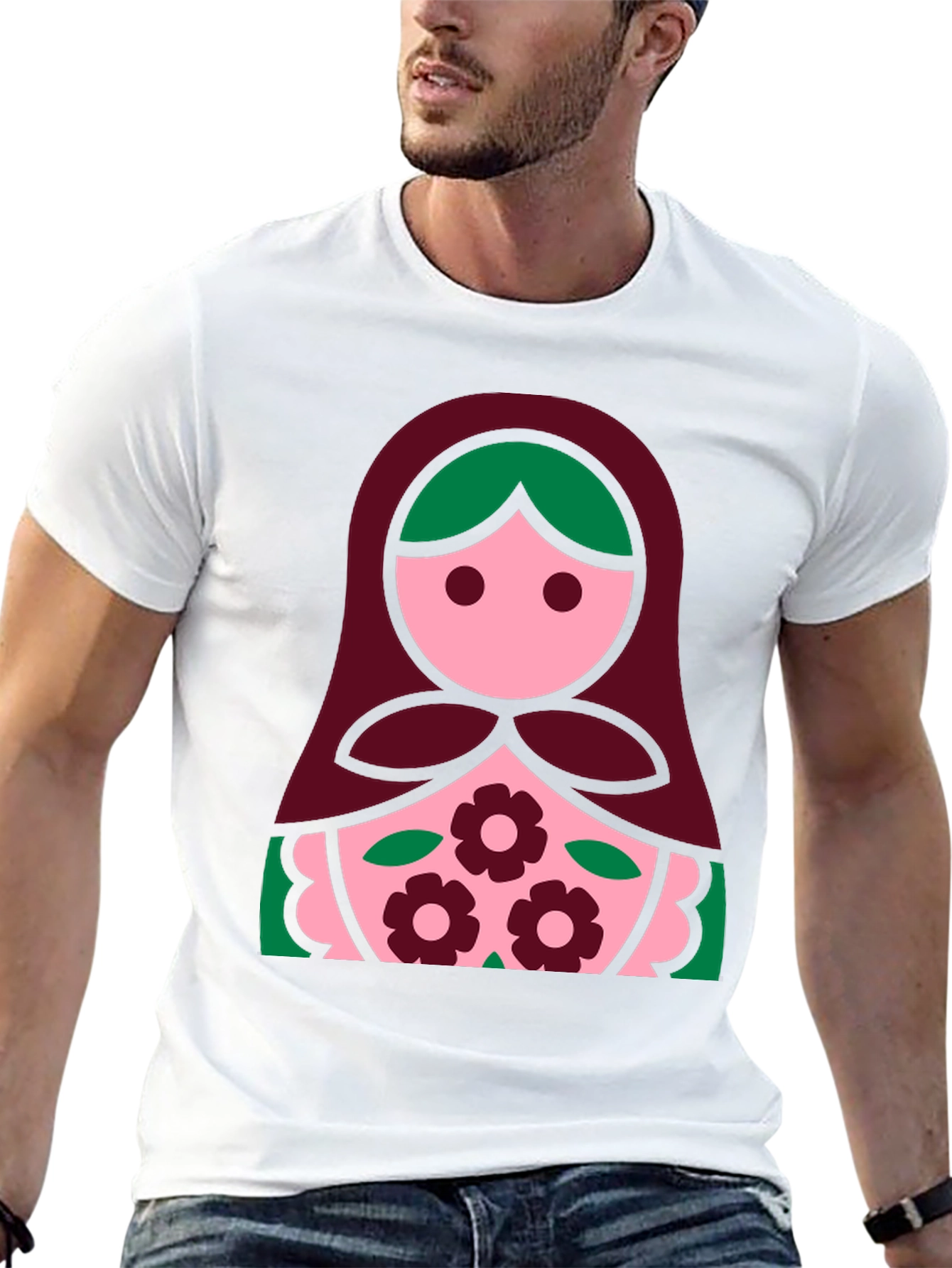 Camiseta Negra con Diseño de Muñeca Rusa