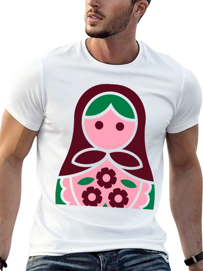 Camiseta Negra con Diseño de Muñeca Rusa