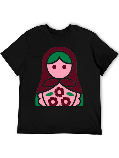 Camiseta Negra con Diseño de Muñeca Rusa