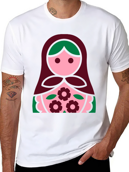 Camiseta Negra con Diseño de Muñeca Rusa