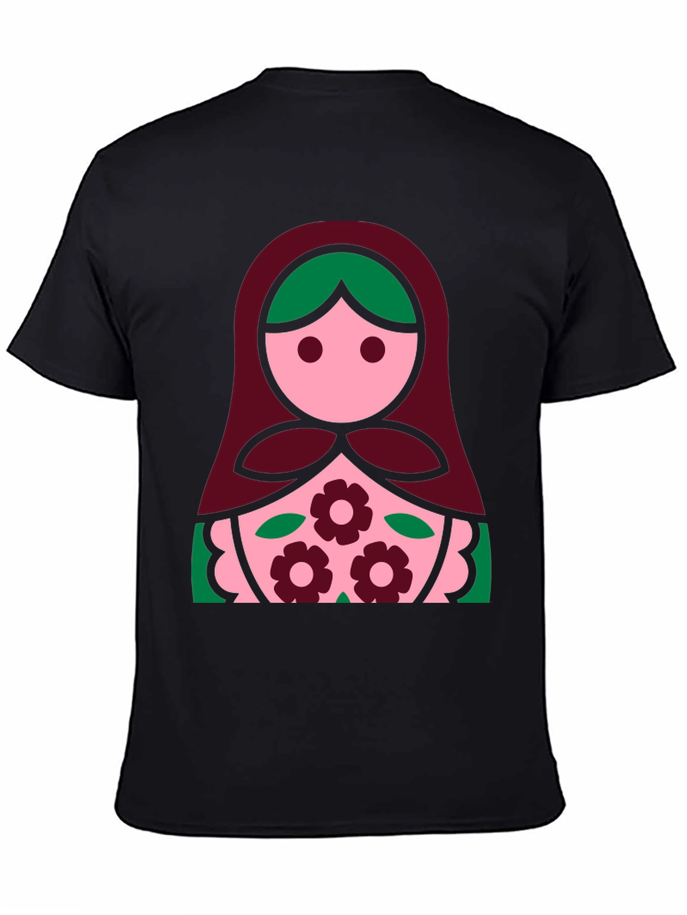 Camiseta Negra con Diseño de Muñeca Rusa