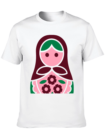 Camiseta Negra con Diseño de Muñeca Rusa