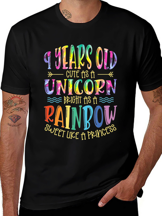 Camiseta de Cumpleaños Niña 9 Años Unicornio Arcoíris