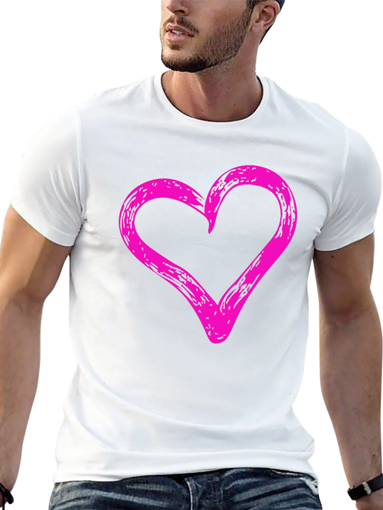 Camiseta Negra con Corazón Rosa