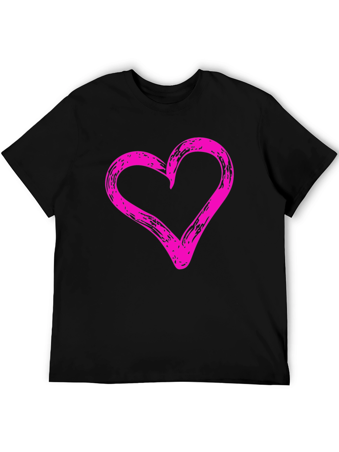 Camiseta Negra con Corazón Rosa