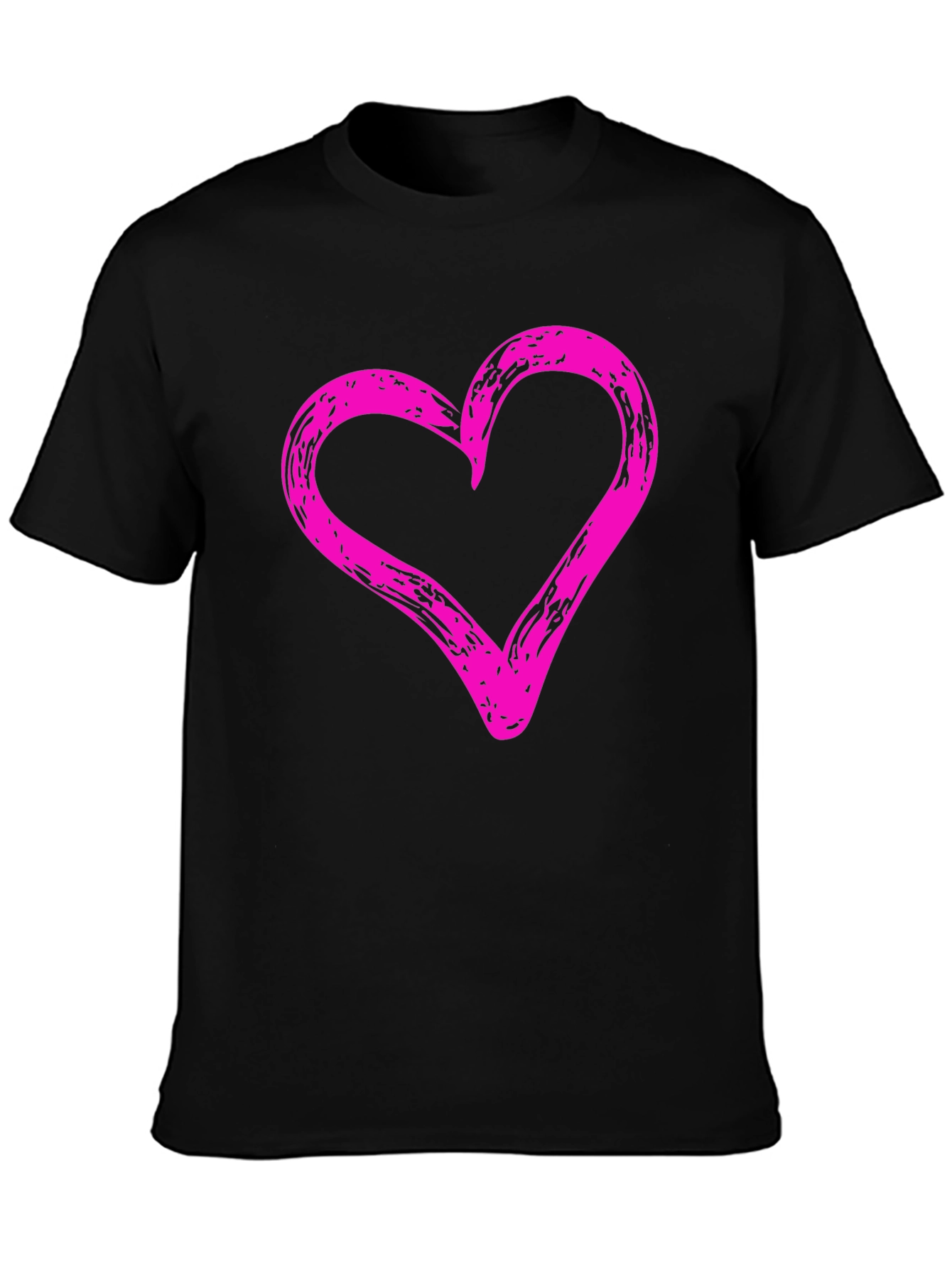 Camiseta Negra con Corazón Rosa