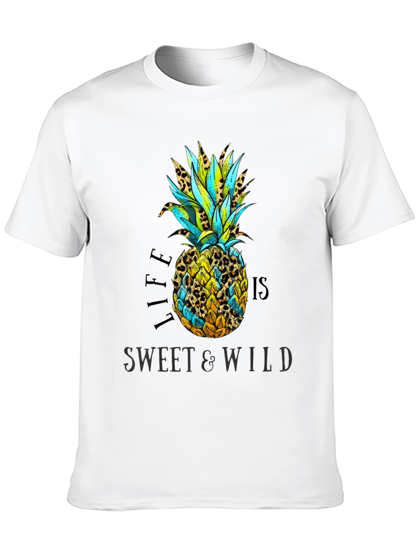 Camiseta Negra con Diseño de Piña Tropical