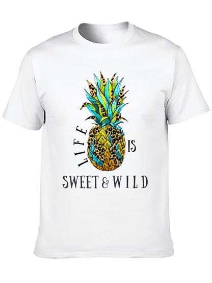 Camiseta Negra con Diseño de Piña Tropical