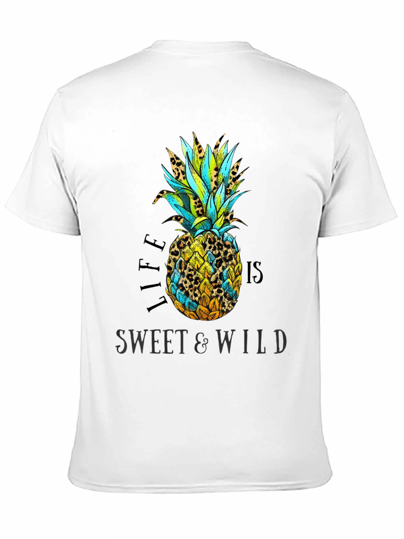 Camiseta Negra con Diseño de Piña Tropical