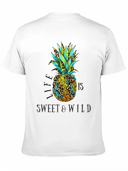 Camiseta Negra con Diseño de Piña Tropical