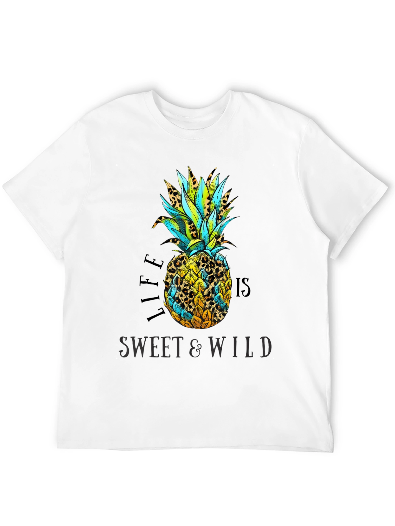 Camiseta Negra con Diseño de Piña Tropical