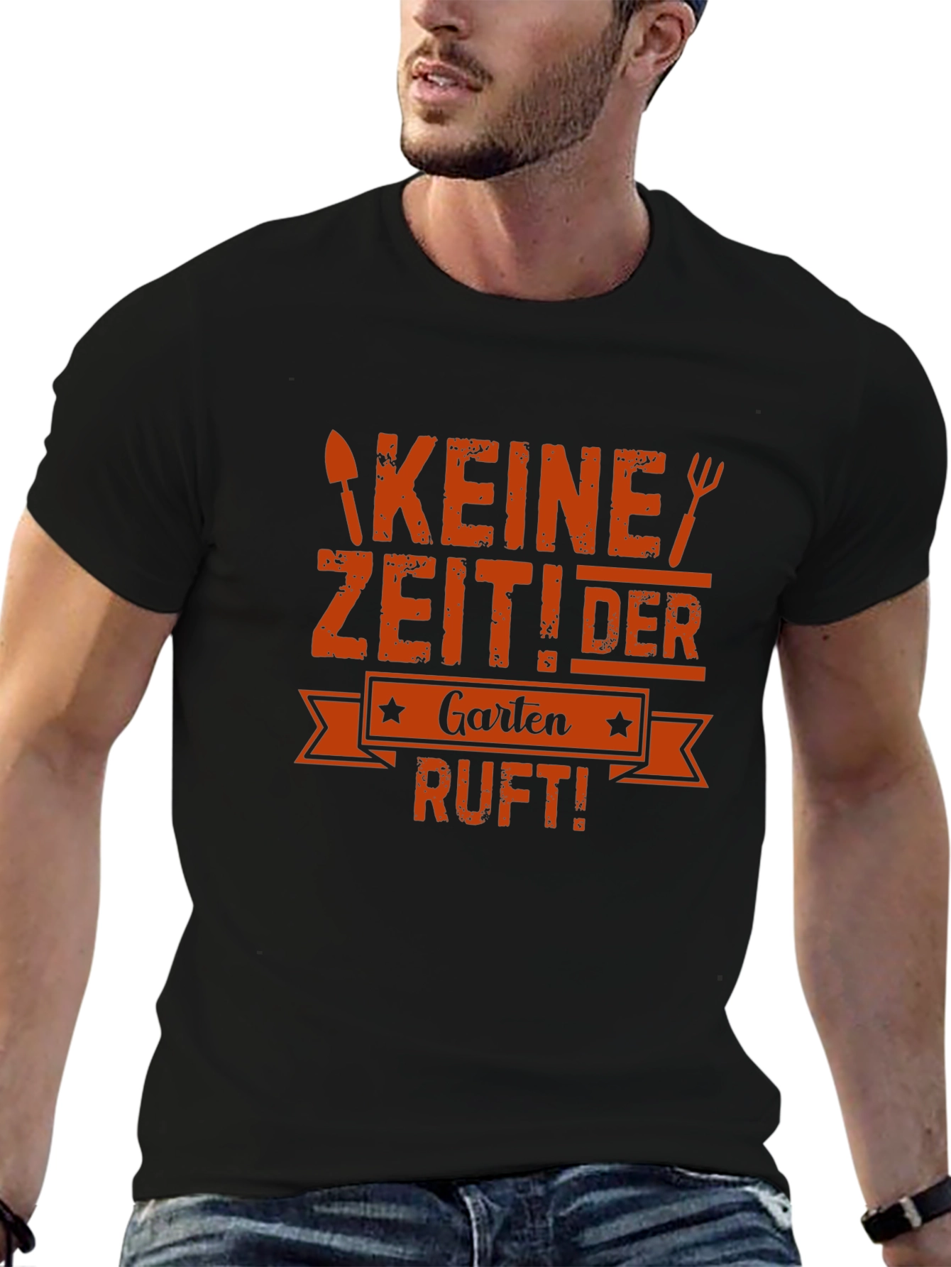 Camiseta Negra Keine Zeit! Der Garten Ruft!