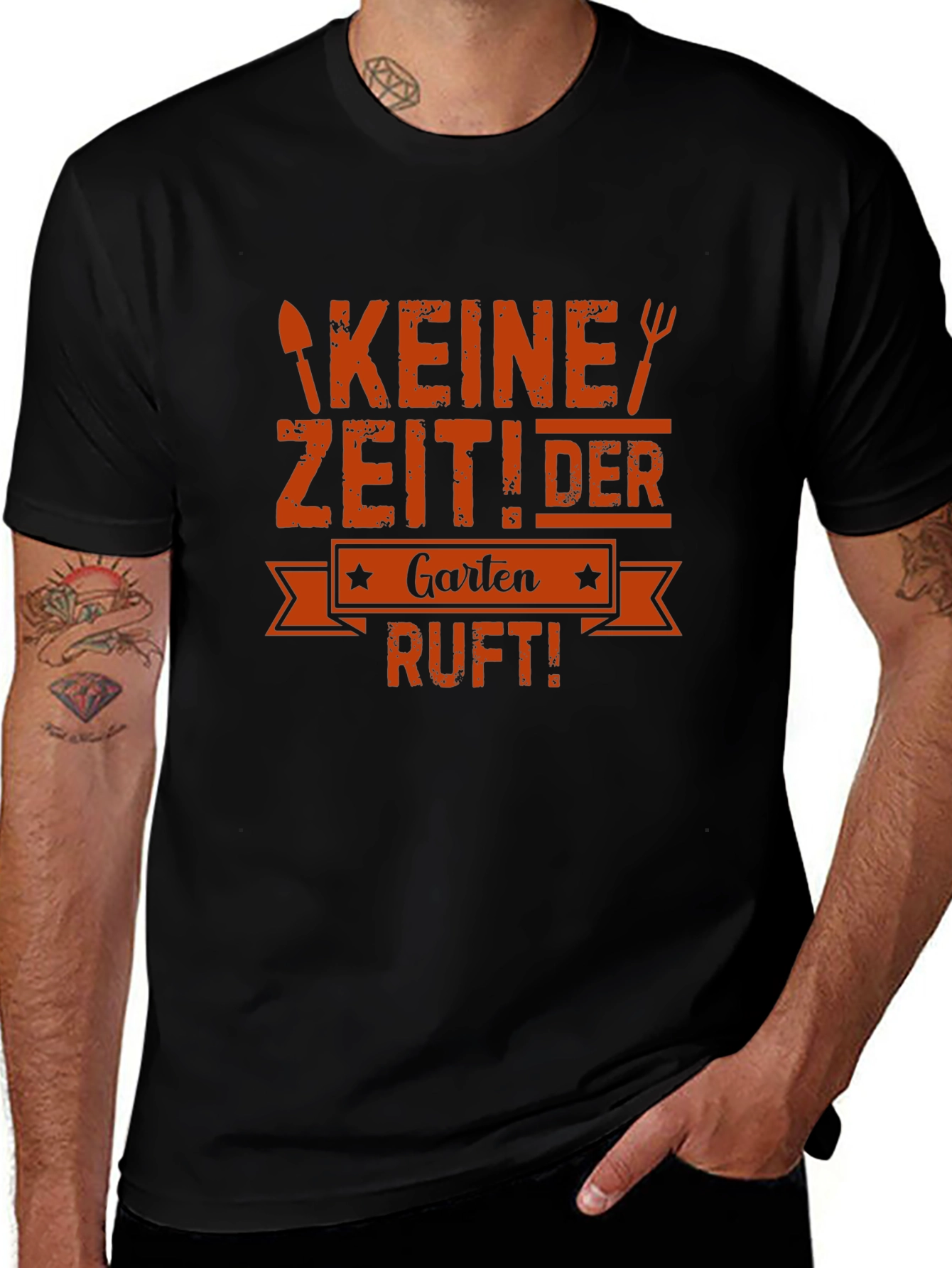 Camiseta Negra Keine Zeit! Der Garten Ruft!