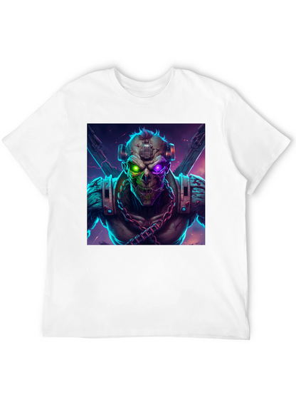 Camiseta Negra con Diseño Gráfico de Criatura Cibernética