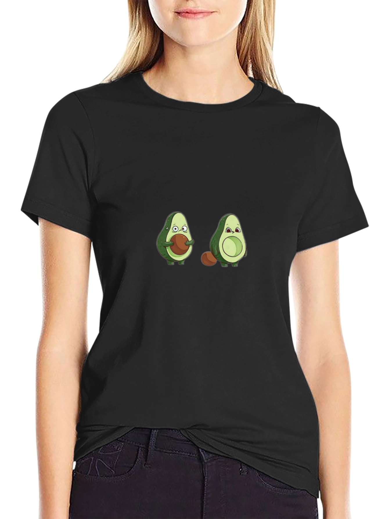 Camiseta Negra con Diseño de Aguacates