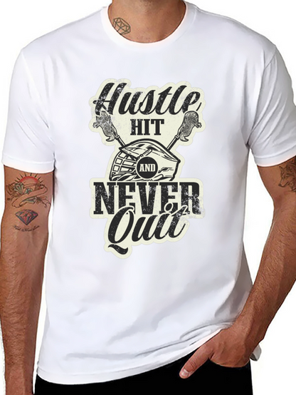 Camiseta Negra Hustle Hit Never Quit Lacrosse