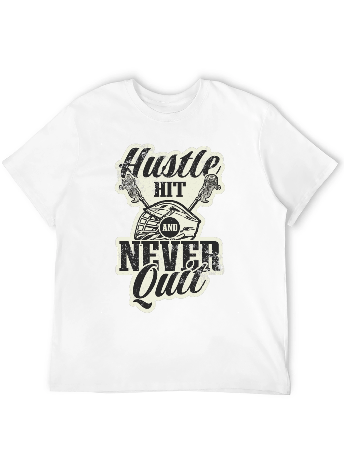 Camiseta Negra Hustle Hit Never Quit Lacrosse