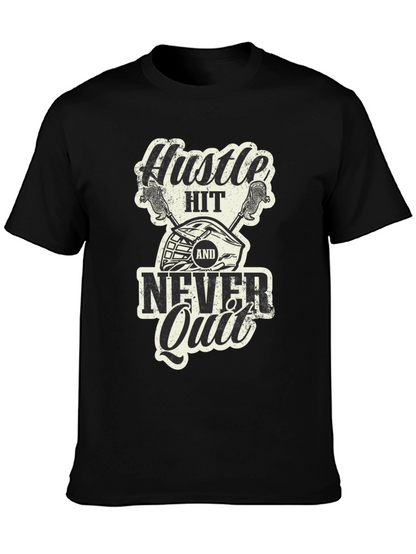 Camiseta Negra Hustle Hit Never Quit Lacrosse