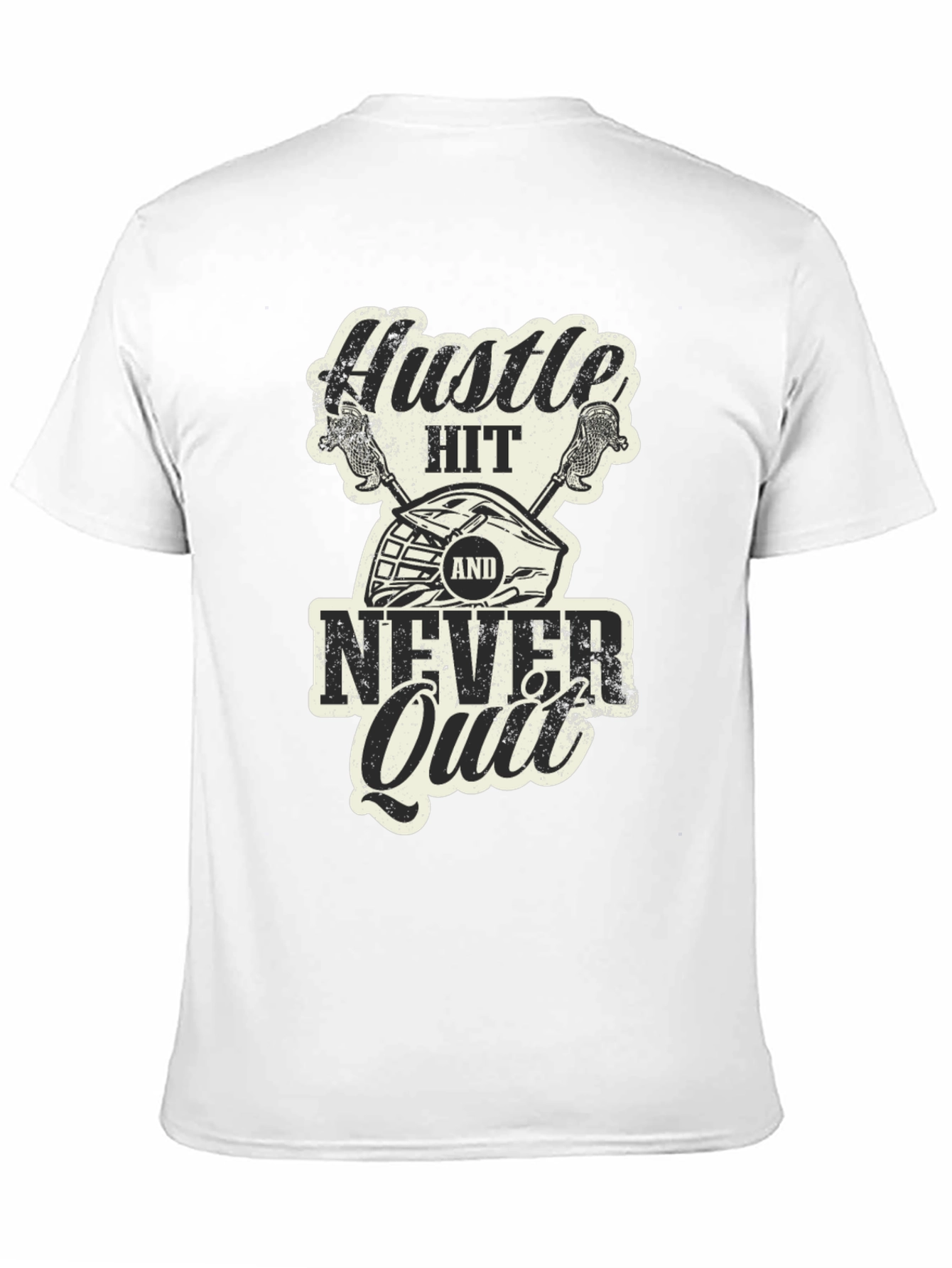Camiseta Negra Hustle Hit Never Quit Lacrosse