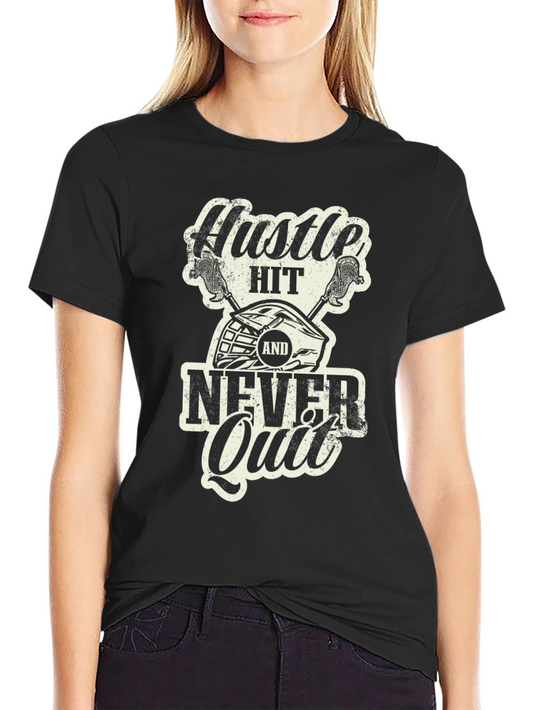 Camiseta Negra Hustle Hit Never Quit Lacrosse