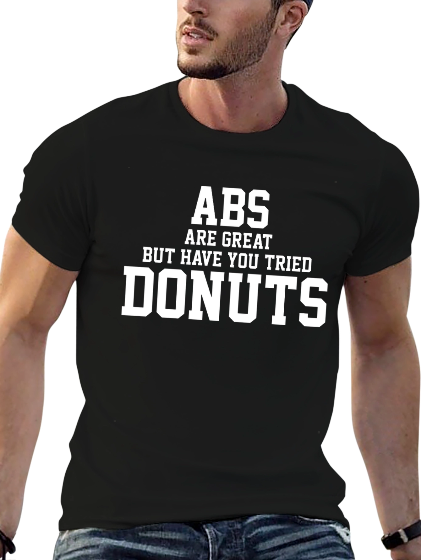 Camiseta Negra Divertida: ¡Abs vs Donas!