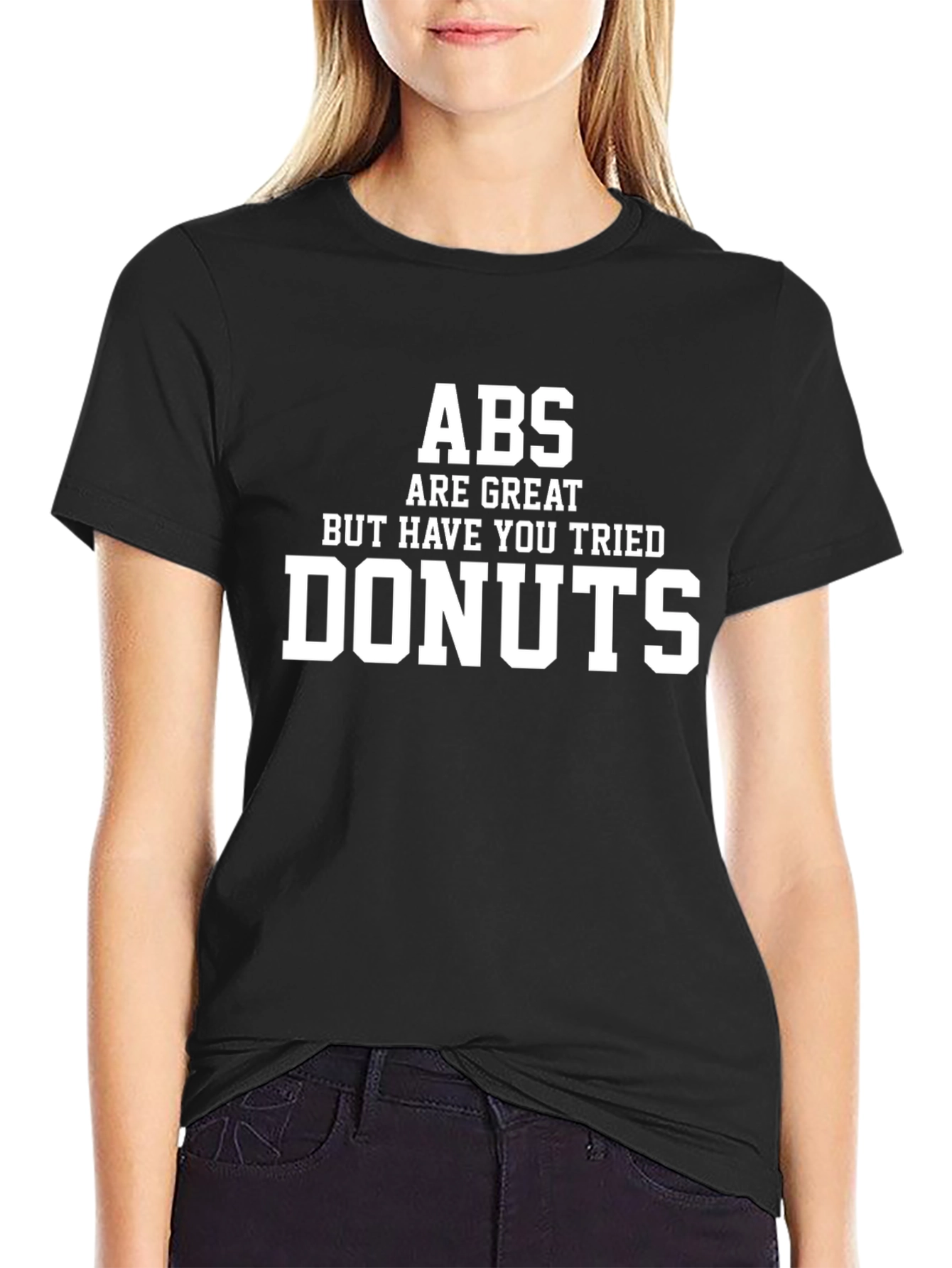 Camiseta Negra Divertida: ¡Abs vs Donas!