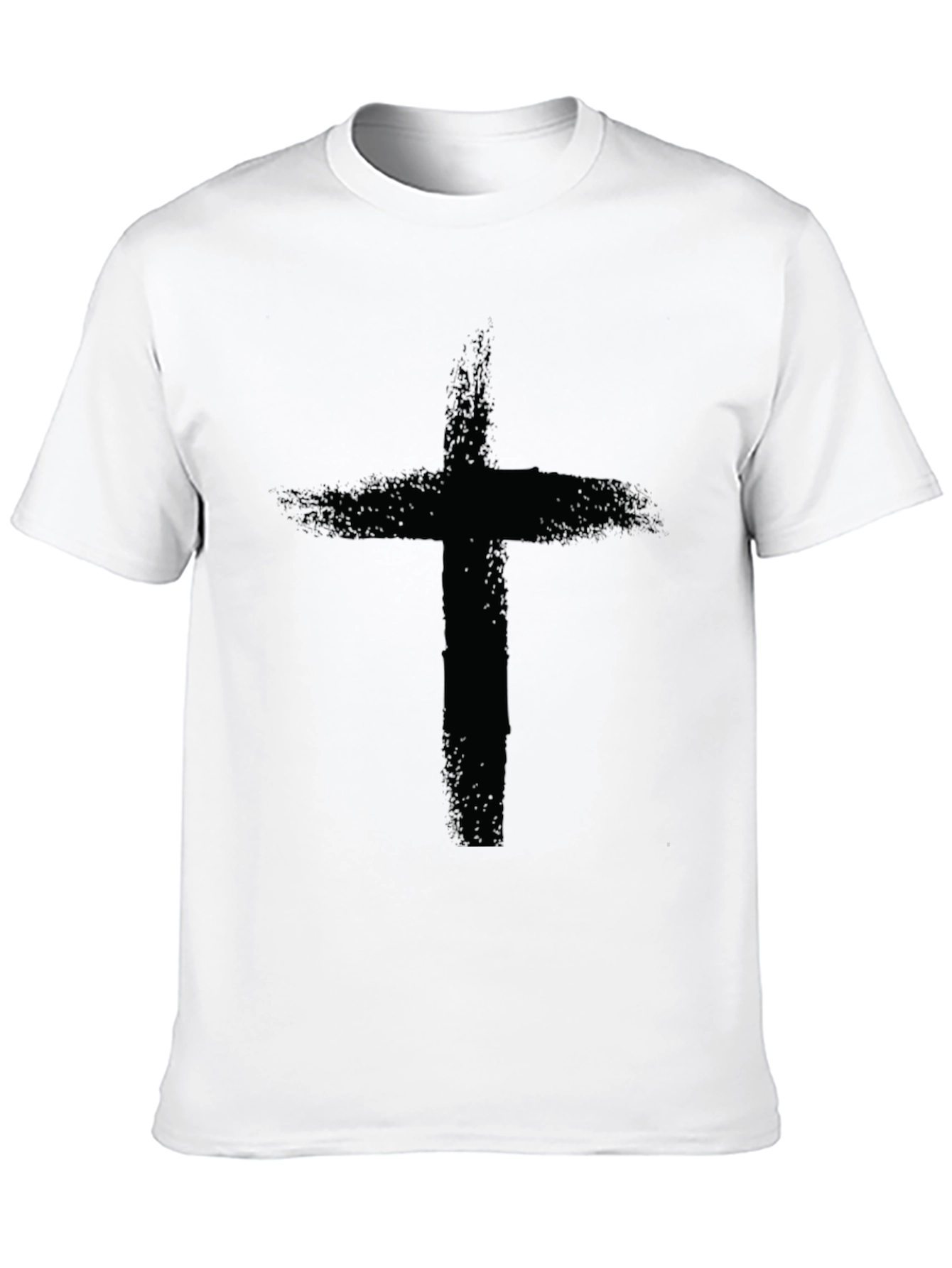 Camiseta Negra con Cruz Grunge para Hombre