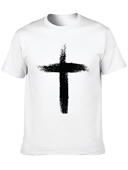 Camiseta Negra con Cruz Grunge para Hombre