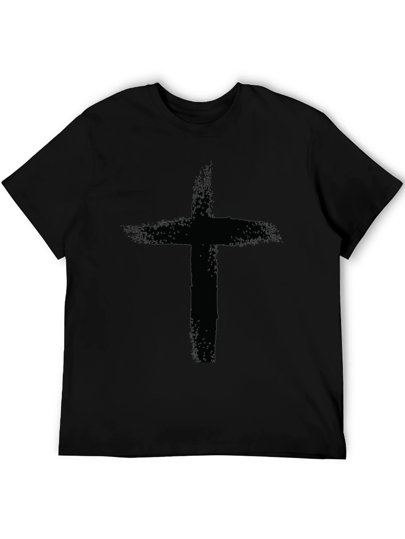 Camiseta Negra con Cruz Grunge para Hombre