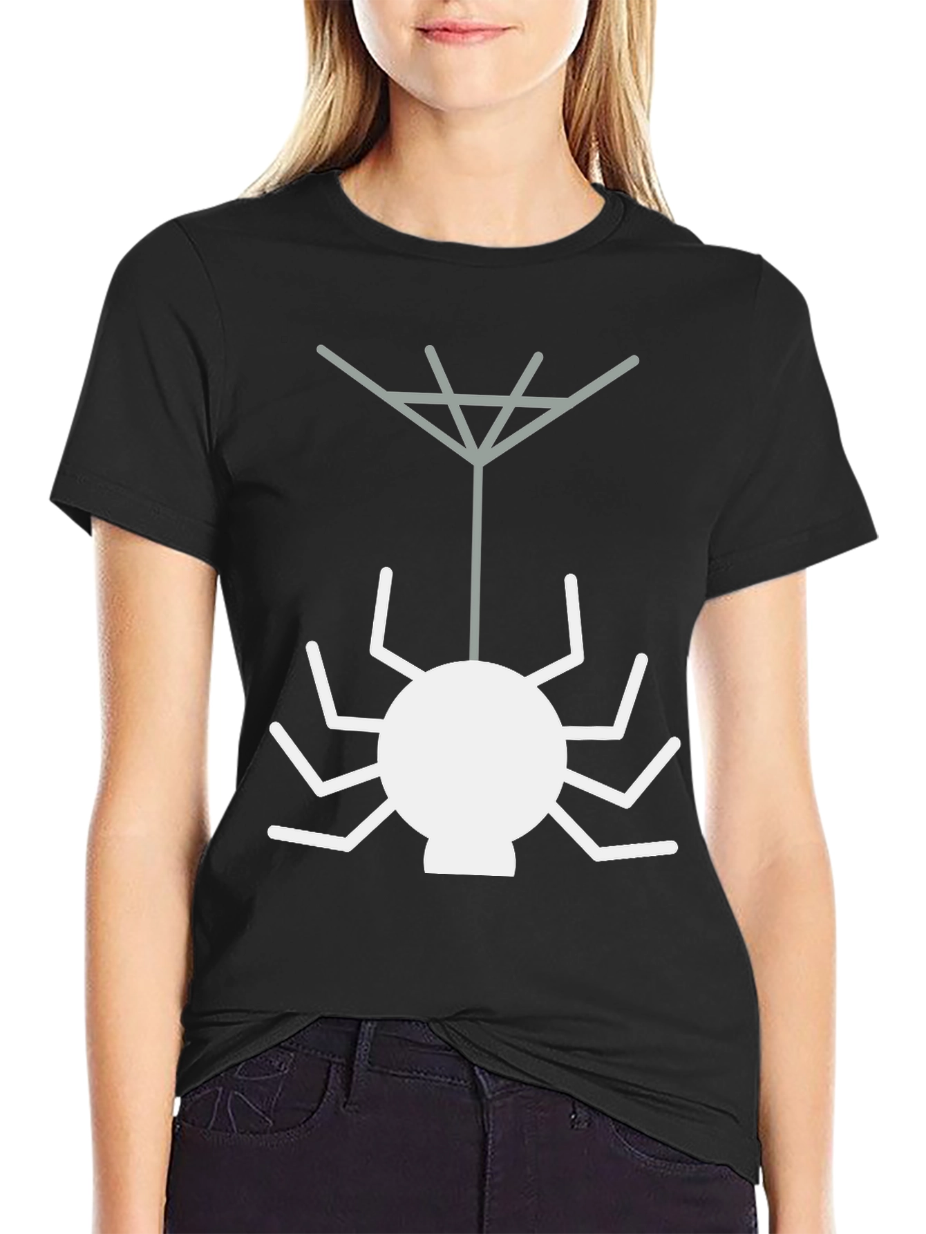 Camiseta Negra con Diseño de Araña Geométrica