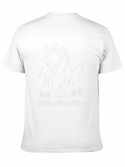 Camiseta Negra Estampado Montaña y Camping