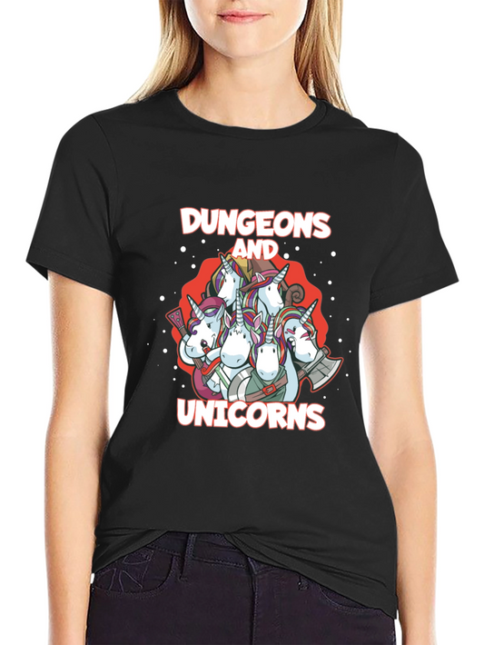 Camiseta Negra de Mazmorras y Unicornios