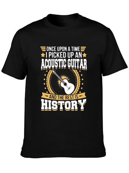 Camiseta Negra con Diseño de Guitarra Acústica