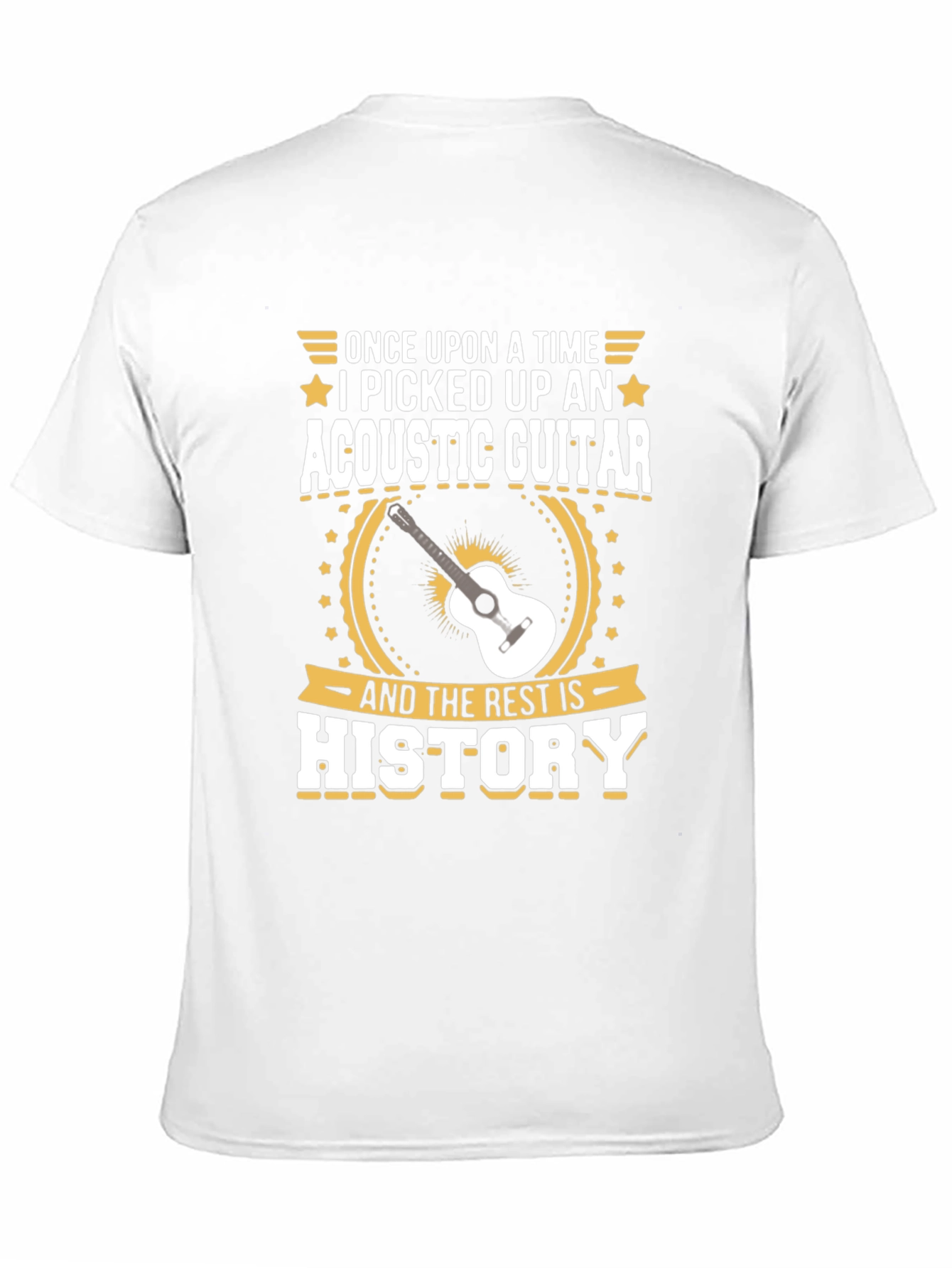 Camiseta Negra con Diseño de Guitarra Acústica