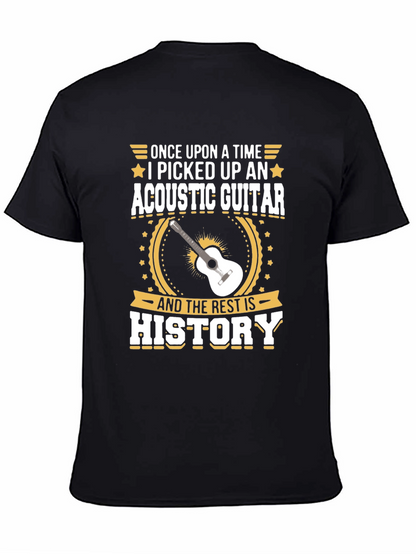 Camiseta Negra con Diseño de Guitarra Acústica