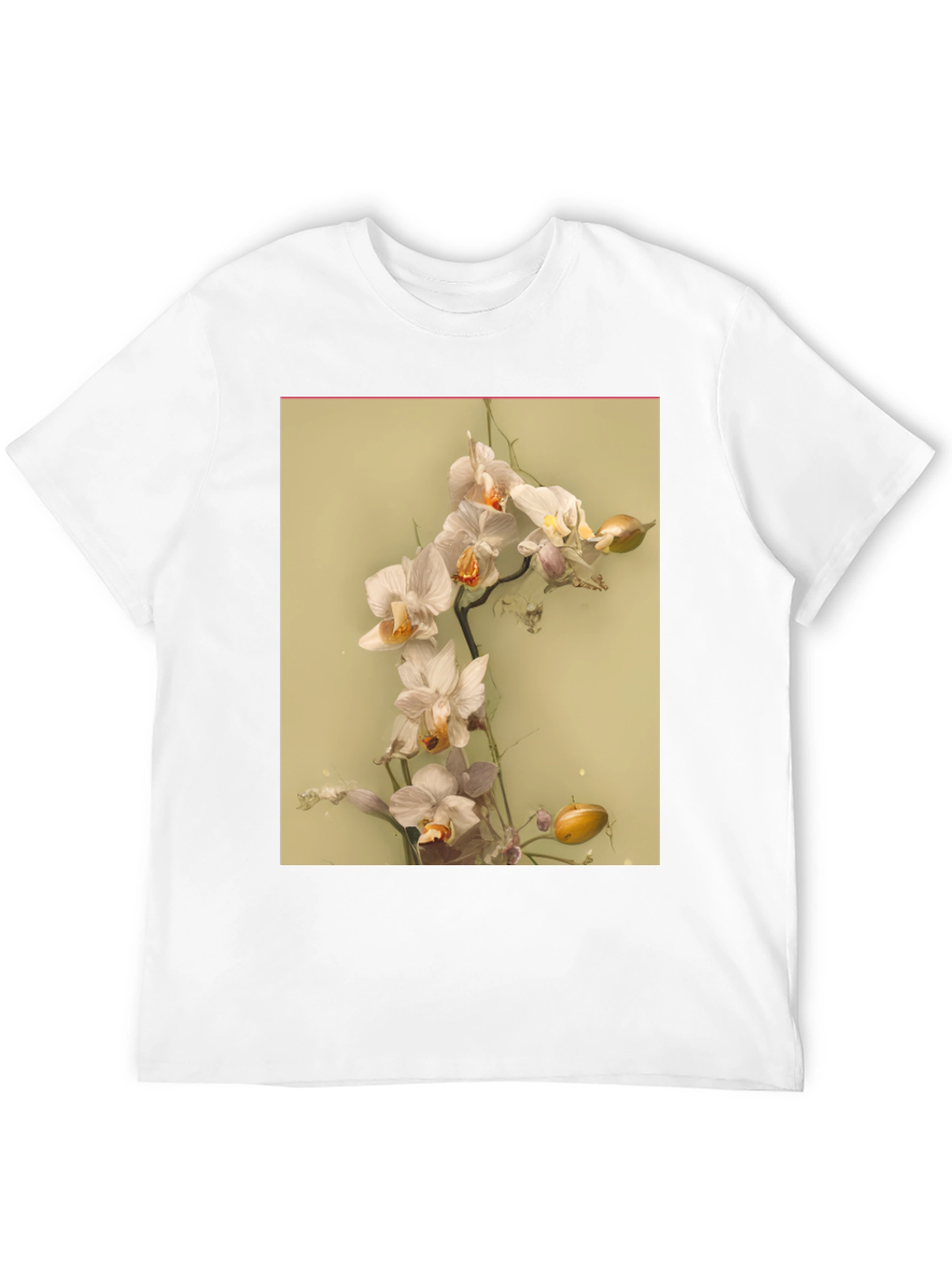 Camiseta Negra Estampado Floral Abstracto