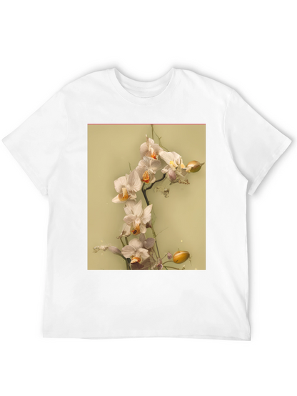 Camiseta Negra Estampado Floral Abstracto