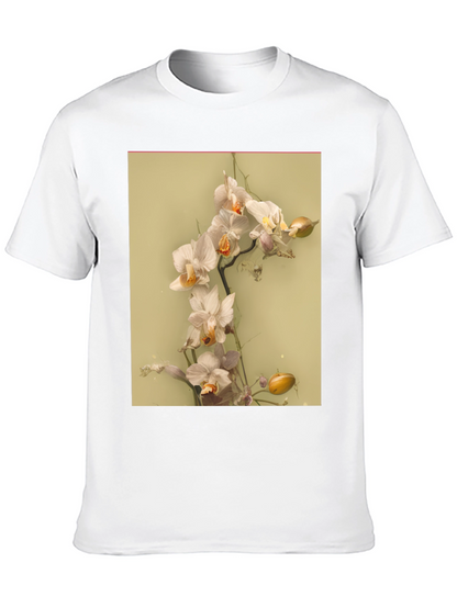 Camiseta Negra Estampado Floral Abstracto