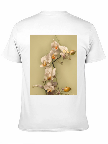 Camiseta Negra Estampado Floral Abstracto