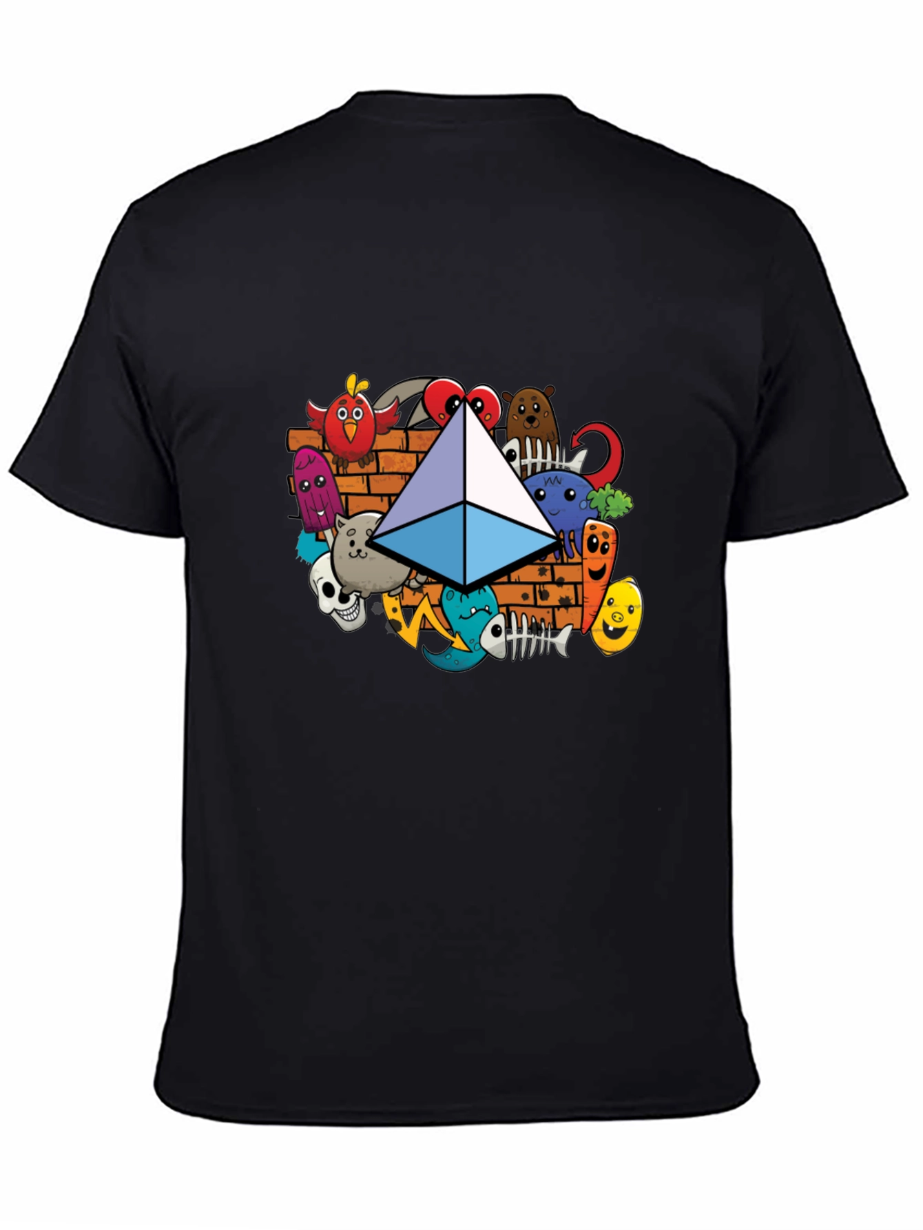 Camiseta Negra con Diseño Ethereum Doodle
